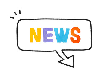 news（ニュース）のカラフルな手書き文字とフキダシ