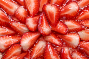 Texture of sweet strawberry tart as background