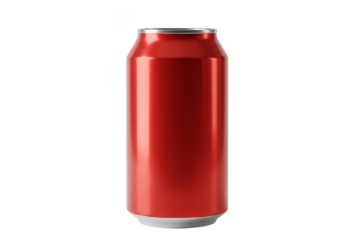 Illustration Single Shiny Red Drink Can Isolated On Transparent Background