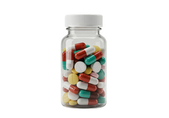 Illustration Pills Bottle with White Cap Medicine and Healthcare Remedy