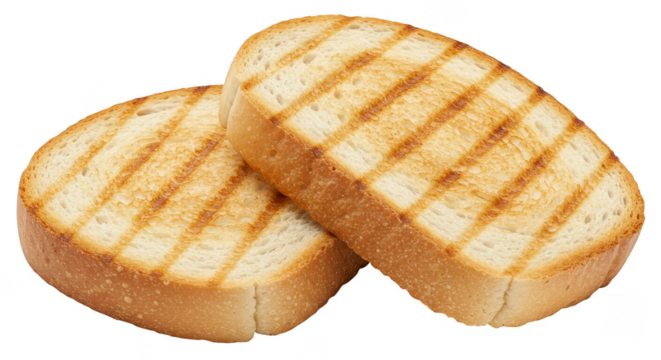 Isolated Grilled Toast Slices Golden Brown Bread Food on Transparent