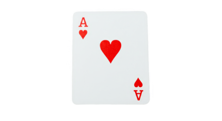 Isolated Ace Heart Playing Card Suit Red White Symbol PNG
