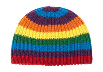 Isolated Knitted Rainbow Wool Beanie Hat Clothing Apparel Accessory