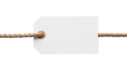 Isolated Label Tag Price on Rope White Cardboard with Transparent BG