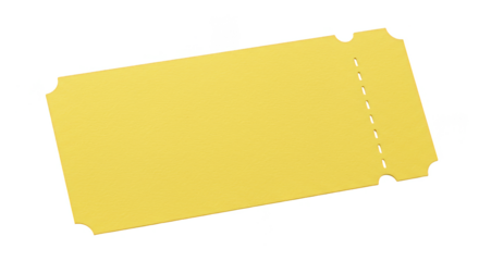 Isolated Gold Ticket Coupon Admit Pass for Entertainment Event