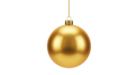 Isolated Golden Christmas Ornament Bauble Decoration Transparent Background