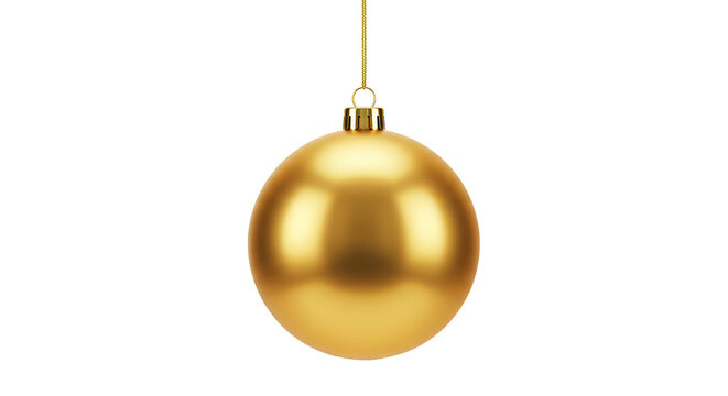Isolated Golden Christmas Ornament Bauble Decoration Transparent Background