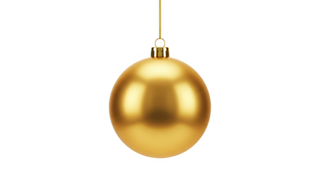 Isolated Golden Christmas Ornament Bauble Decoration Transparent Background
