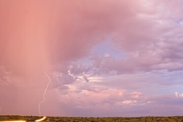 Lightning bolt during a daytime storm in Arizona.