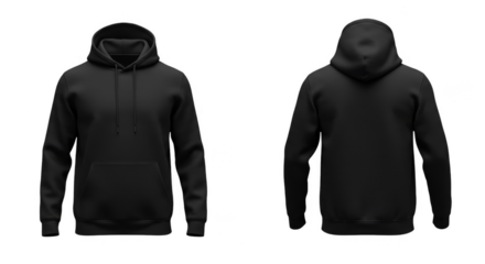 Isolated Black Hoodie Apparel Template Fashion Garment Casual Wear