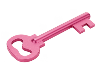 Isolated Pink Glitter Key Illustration on Transparent Background