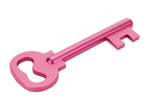 Isolated Pink Glitter Key Illustration on Transparent Background