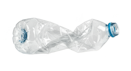 Isolated Plastic Water Bottle Crushed Transparent No-Background Object