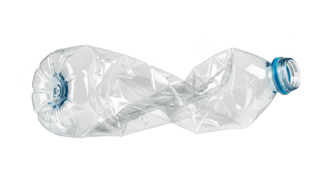 Isolated Plastic Water Bottle Crushed Transparent No-Background Object