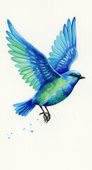 Fototapeta premium blue bird on a white background