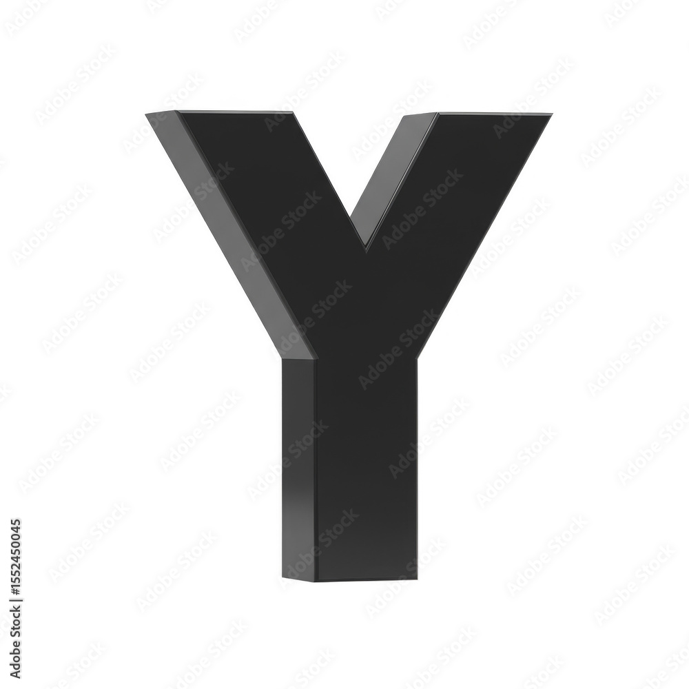 Fototapete isolated 3d rendering of gray letter y alphabet on transparent background