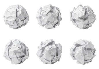 Fototapeta premium Isolated 3D Rendering of Crumpled White Paper Balls with Transparent Background
