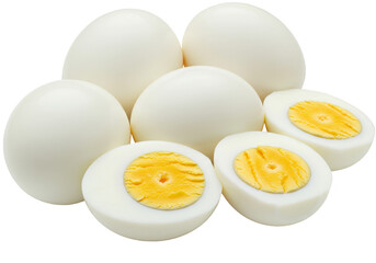 Isolated Image of Hard Boiled Eggs with White Color and Yellow Yolk