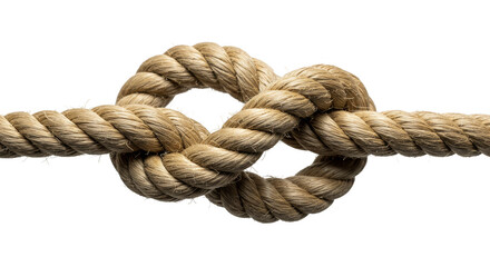 Isolated Knot Rope Brown Fiber String Marine Nautical Strong