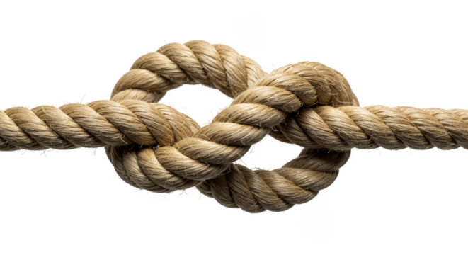 Isolated Knot Rope Brown Fiber String Marine Nautical Strong
