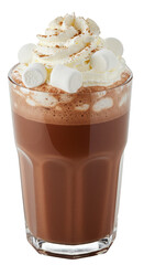 Isolated Glass of Hot Chocolate with Marshmallows on Transparent Background