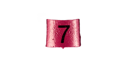 Isolated Red Number Seven Digit Abstract Symbol on Transparent Background