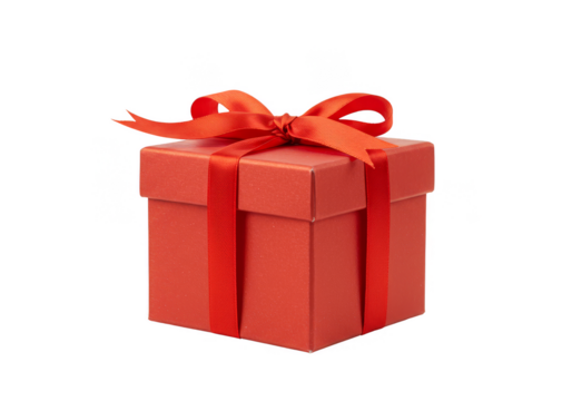 Isolated Red Gift Box Tied with Matching Ribbon on Transparent Background - Powered by Adobe