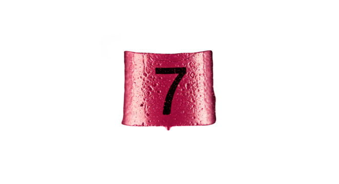 Isolated Red Number Seven Digit Abstract Symbol on Transparent Background