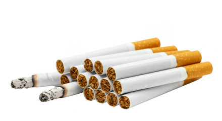 Isolated Pile Cigarettes Representing Tobacco Nicotine Addiction Unhealthy Smoke