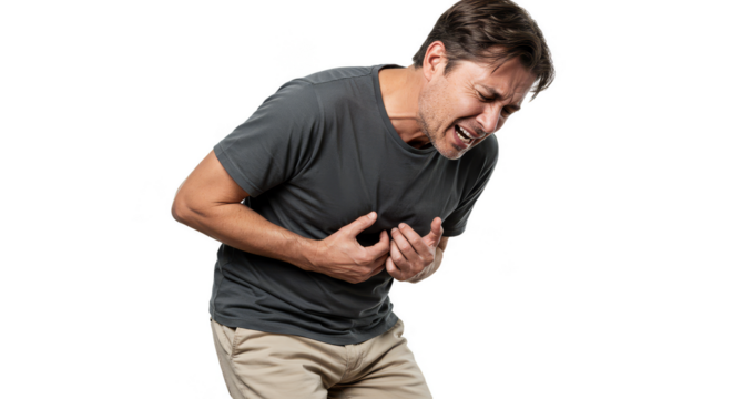 Isolated PNG Man with Heart Attack Chest Pain Transparent Background