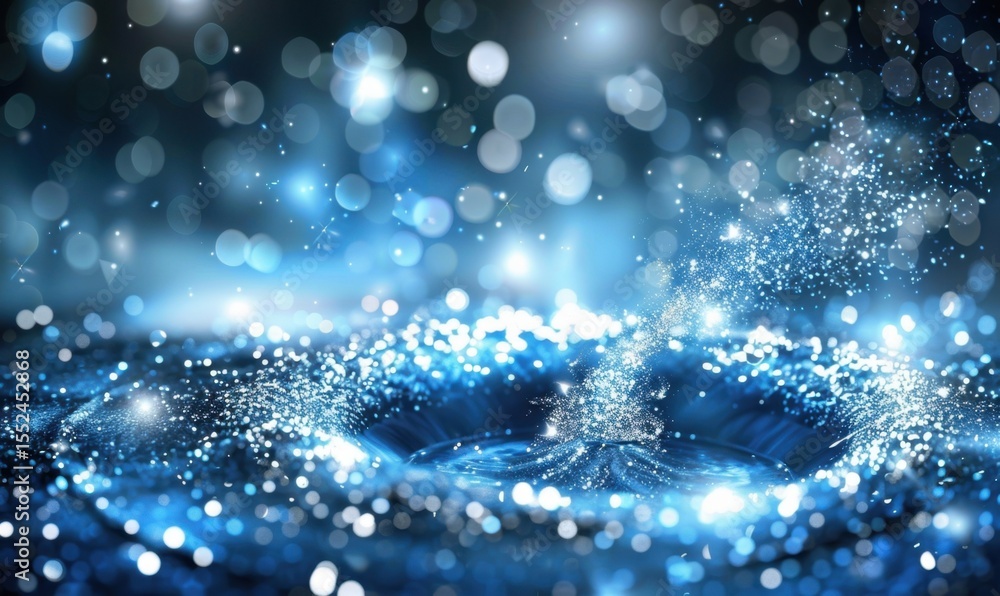 Aufkleber abstract blue sparkling background texture with bokeh effect and water ripple