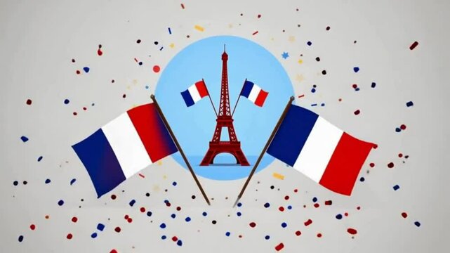 Bastille Day Video with Eiffel Tower and French Flags
