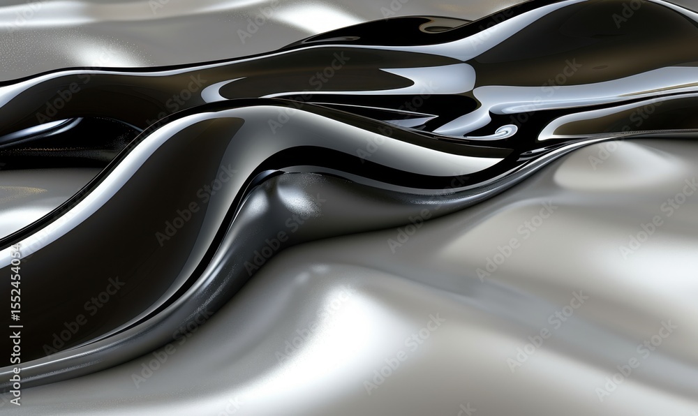 Poster abstract flow glossy undulating dark and light shapes for backgrounds