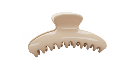 Isolated Beige Plastic Hair Claw Clip On Transparent Background