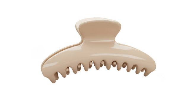 Isolated Beige Plastic Hair Claw Clip On Transparent Background