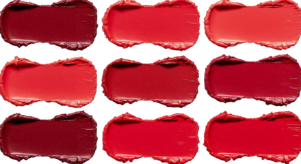 Isolated Red Lipstick Smears for Makeup Cosmetics on Transparent Background
