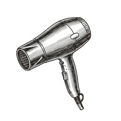 Isolated Illustration of Hair Dryer A White and Black Hair Style Tool