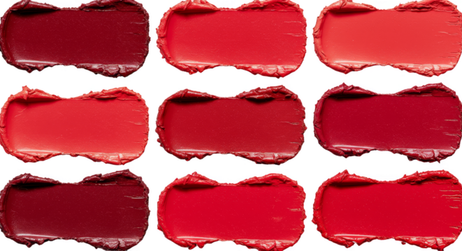 Isolated Red Lipstick Smears for Makeup Cosmetics on Transparent Background - Powered by Adobe