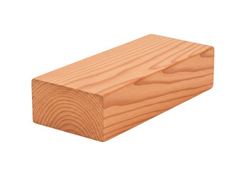 Isolated Block of Brown Wooden Timber Showing Natural Wood Grain Texture