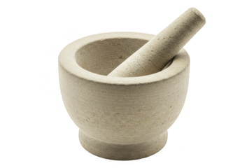 Isolated Studio Shot of Stone Mortar And Pestle on Transparent Background