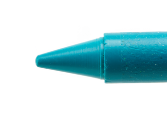 Isolated Blue Crayon Tip Close Up on Transparent Background for Drawing Art