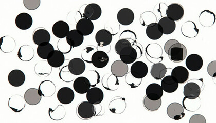 Delicate monochrome circle shapes cascade across a clean white background, creating a minimalist pattern with abstract artistic appeal.