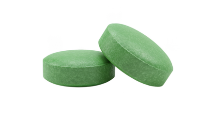 Isolated Green Pills Stacked Medication Tablet for Dietary supplement