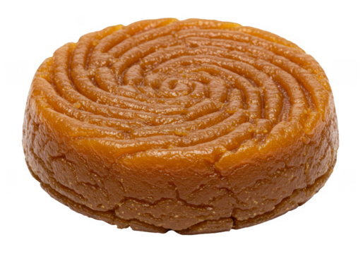 Isolated Transparent Background Delicious Sweet Caramel Cake with Spiral