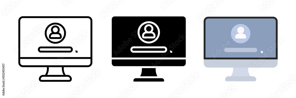 Aufkleber monitor icon set. for mobile concept and web design on white background. vector illustration
