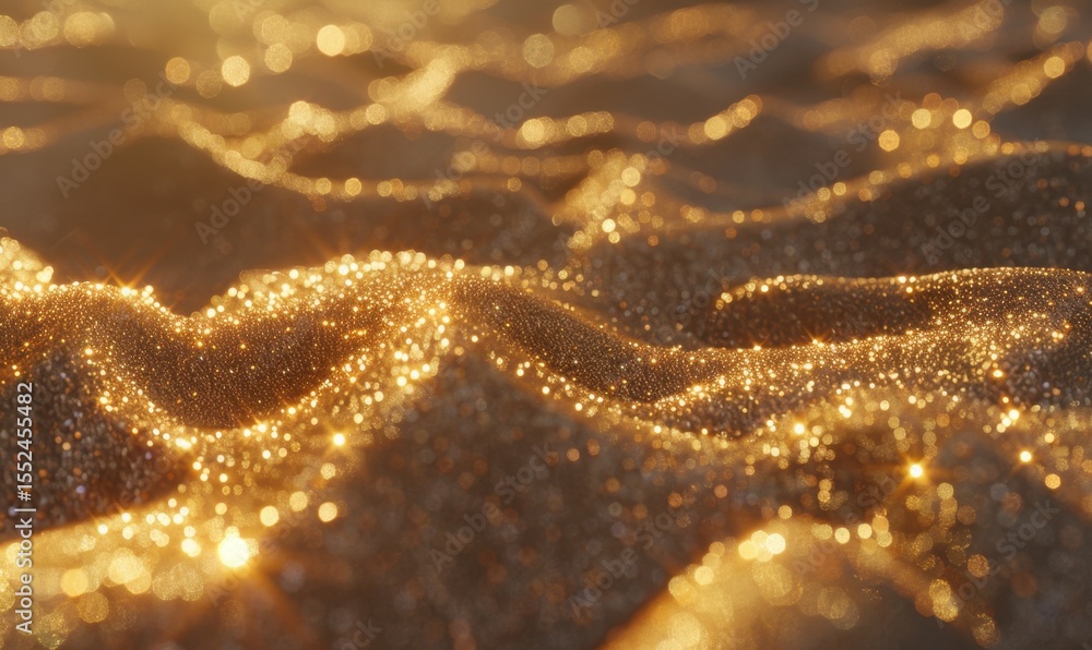 Poster abstract gold sand texture with bokeh lights and wave pattern