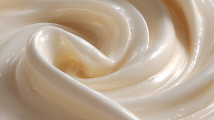 Swirls of creamy, shiny material form a luxurious, abstract pattern. Elegant texture.