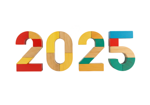 Isolated Transparent Background of Colorful Wooden Blocks Forming 2025