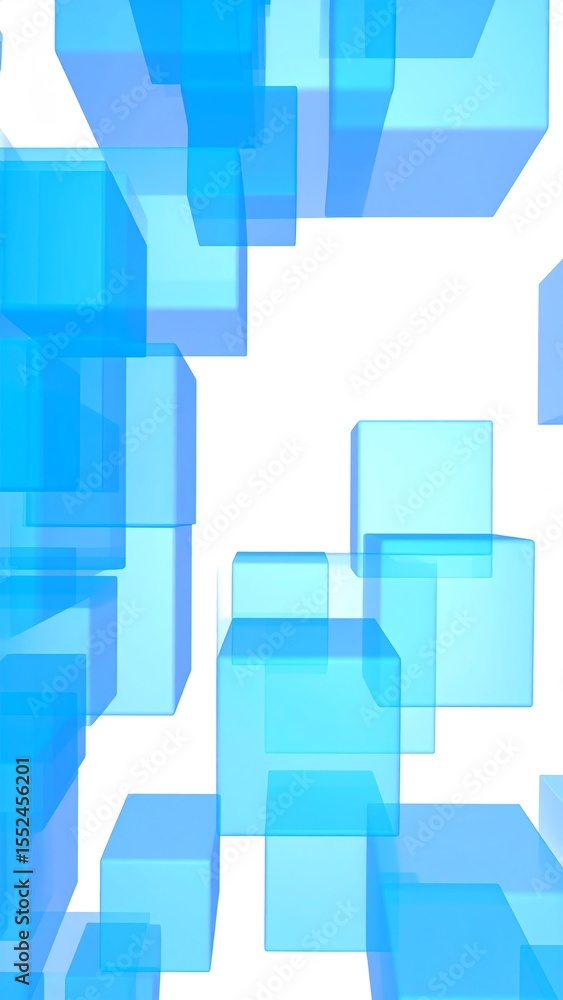 Poster intricate blue cube pattern forming a unique geometric design ideal for backgrounds or artistic text