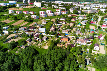 Mixed development with residential apartment buildings and private sector on the outskirts of a...
